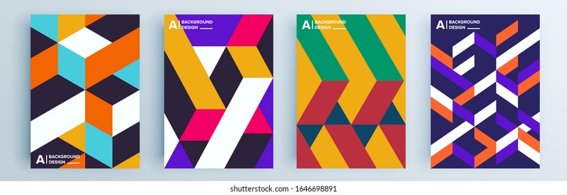 Moderne abstrakte Cover-Set, minimales Cover-Design. Farbiger geometrischer Hintergrund, Vektorillustration.