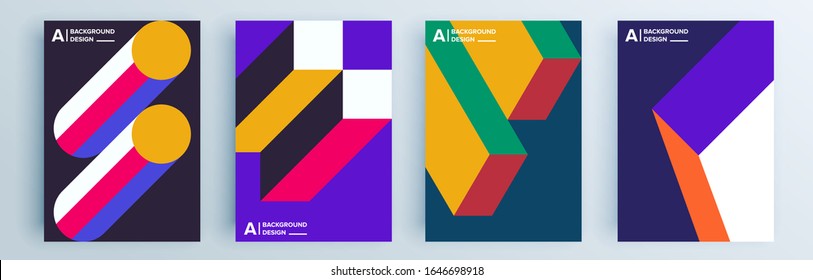 Modern abstract covers set, minimal covers design. Colorful geometric background, vector illustration.