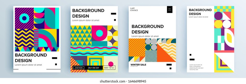 Modern abstract covers set, minimal covers design. Colorful geometric background, vector illustration.