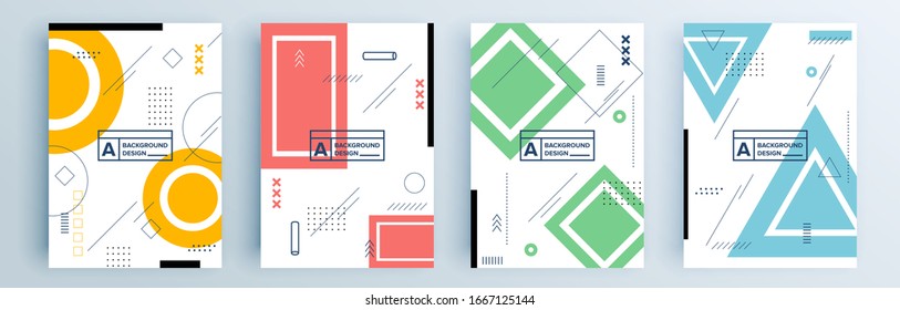 Modern abstract covers set, minimal covers design. Colorful geometric background, vector illustration.