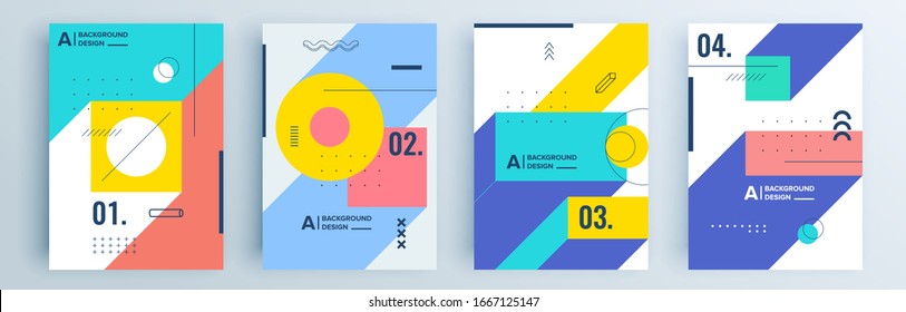 Modern abstract covers set, minimal covers design. Colorful geometric background, vector illustration.