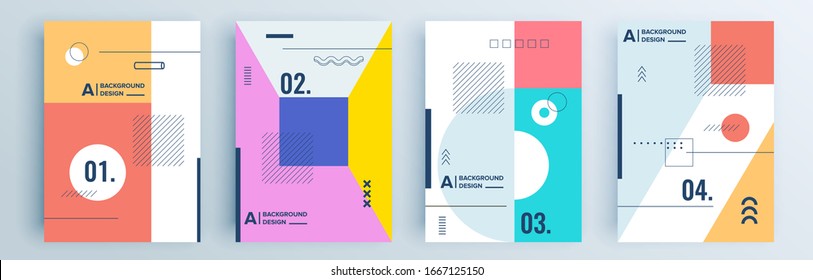 Diseño de cubiertas abstractas modernas y minimo. Fondo geométrico colorido, ilustración vectorial.