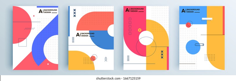 Diseño de cubiertas abstractas modernas y minimo. Fondo geométrico colorido, ilustración vectorial.