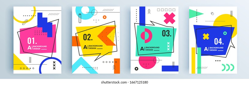 Modern abstract covers set, minimal covers design. Colorful geometric background, vector illustration.