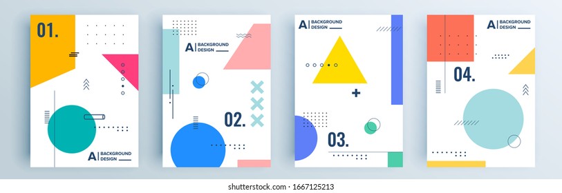 Modern abstract covers set, minimal covers design. Colorful geometric background, vector illustration.