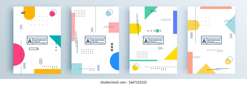 Modern abstract covers set, minimal covers design. Colorful geometric background, vector illustration.