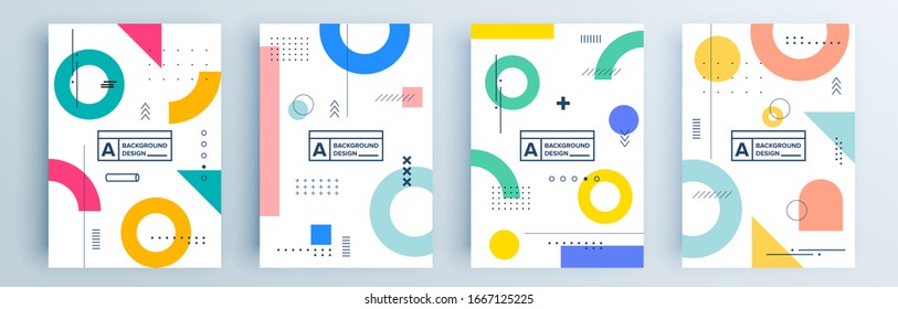 Modern abstract covers set, minimal covers design. Colorful geometric background, vector illustration.