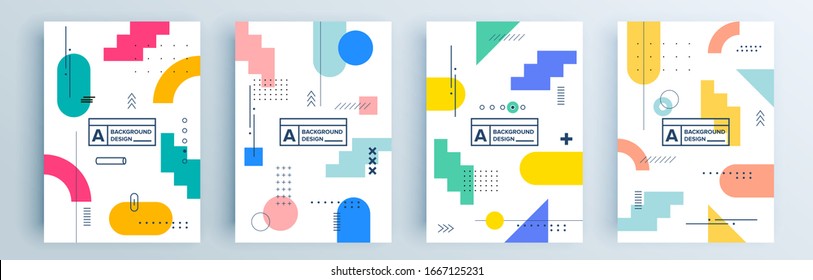 Modern abstract covers set, minimal covers design. Colorful geometric background, vector illustration.