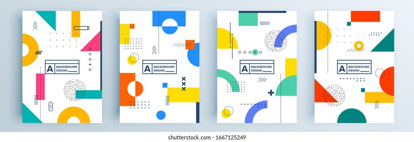 Modern abstract covers set, minimal covers design. Colorful geometric background, vector illustration.