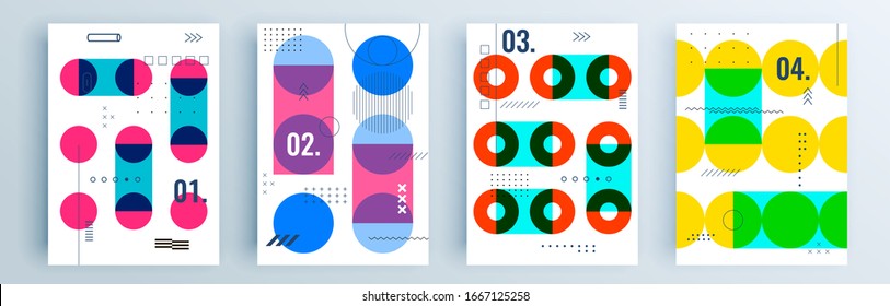 Modern abstract covers set, minimal covers design. Colorful geometric background, vector illustration.