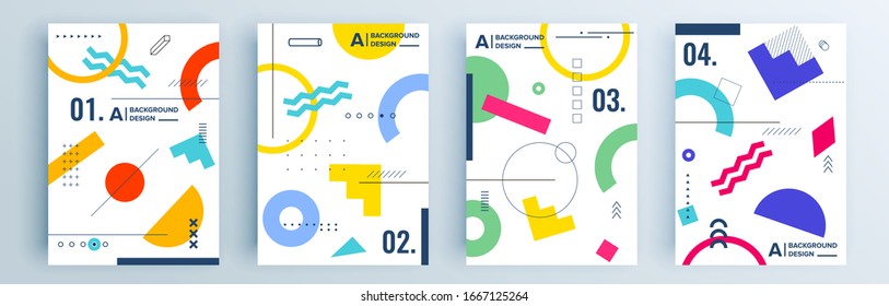 Modern abstract covers set, minimal covers design. Colorful geometric background, vector illustration.