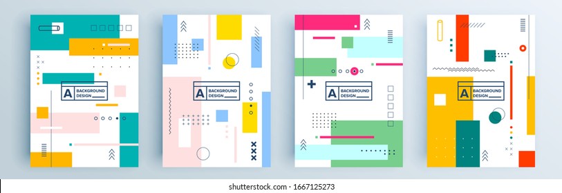 Modern abstract covers set, minimal covers design. Colorful geometric background, vector illustration.