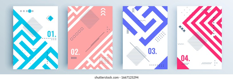 Modern abstract covers set, minimal covers design. Colorful geometric background, vector illustration.