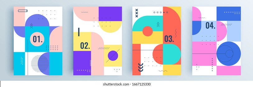 Diseño de cubiertas abstractas modernas y minimo. Fondo geométrico colorido, ilustración vectorial.