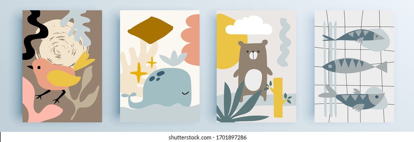 Modern abstract covers set, minimal covers design. Colorful geometric background, vector illustration.