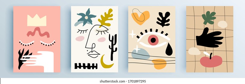 Modern abstract covers set, minimal covers design. Colorful geometric background, vector illustration.