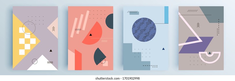 Modern abstract covers set, minimal covers design. Colorful geometric background, vector illustration.