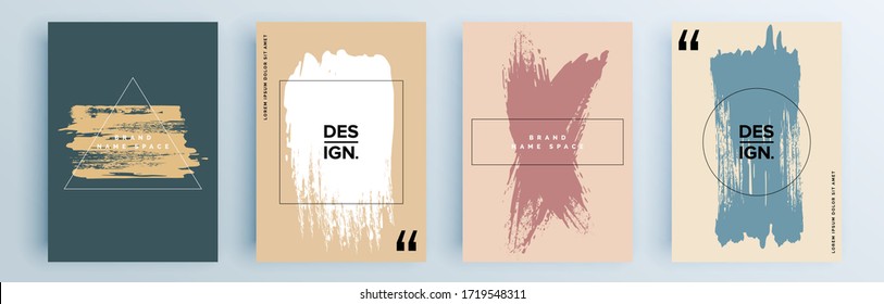 Moderne abstrakte Cover-Set, minimales Cover-Design. Farbiger geometrischer Hintergrund, Vektorgrafik.