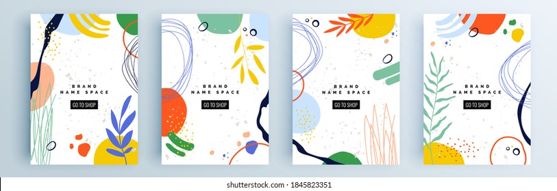 Modern abstract covers set, minimal covers design. Colorful geometric background, vector illustration.