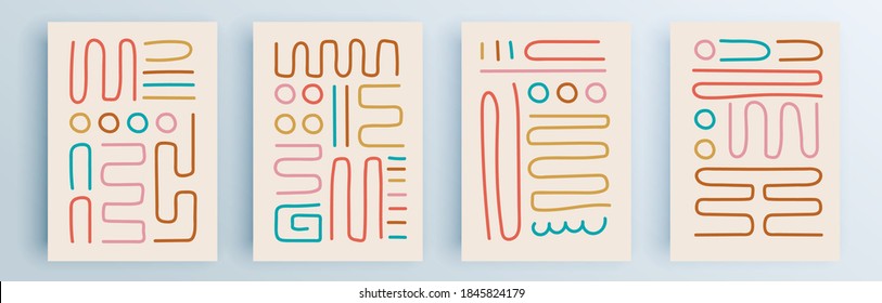 Modern abstract covers set, minimal covers design. Colorful geometric background, vector illustration.