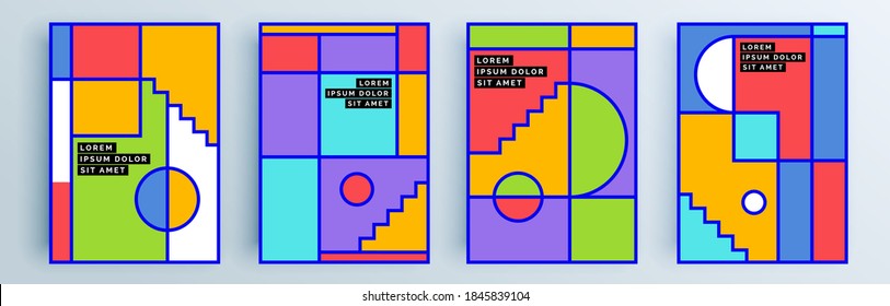 Modern abstract covers set, minimal covers design. Colorful geometric background, vector illustration.