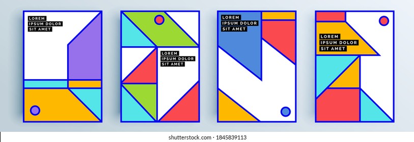 Modern abstract covers set, minimal covers design. Colorful geometric background, vector illustration.