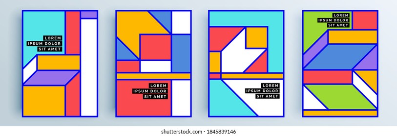 Modern abstract covers set, minimal covers design. Colorful geometric background, vector illustration.