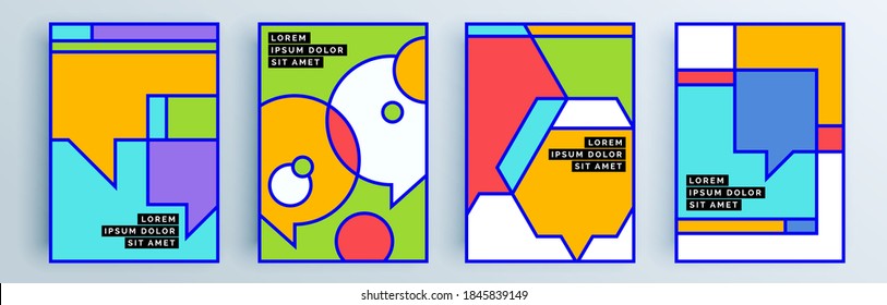 Modern abstract covers set, minimal covers design. Colorful geometric background, vector illustration.