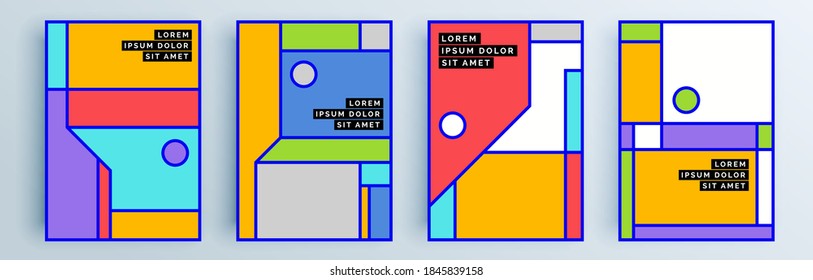 Modern abstract covers set, minimal covers design. Colorful geometric background, vector illustration.