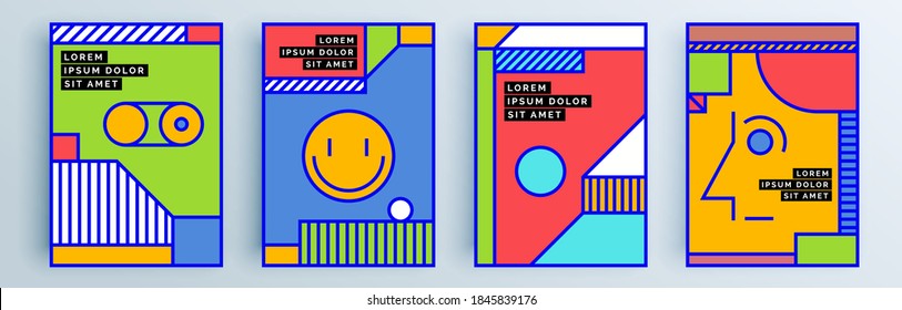 Modern abstract covers set, minimal covers design. Colorful geometric background, vector illustration.