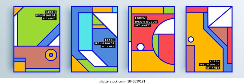 Modern abstract covers set, minimal covers design. Colorful geometric background, vector illustration.