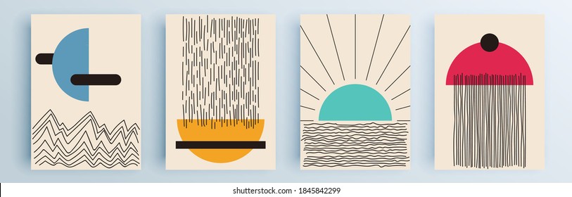 Modern abstract covers set, minimal covers design. Colorful geometric background, vector illustration.