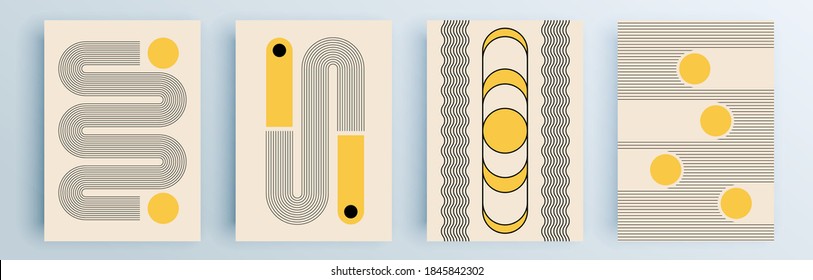 现代抽象封面集，最小的封面设计。多彩的几何背景，矢量插图。