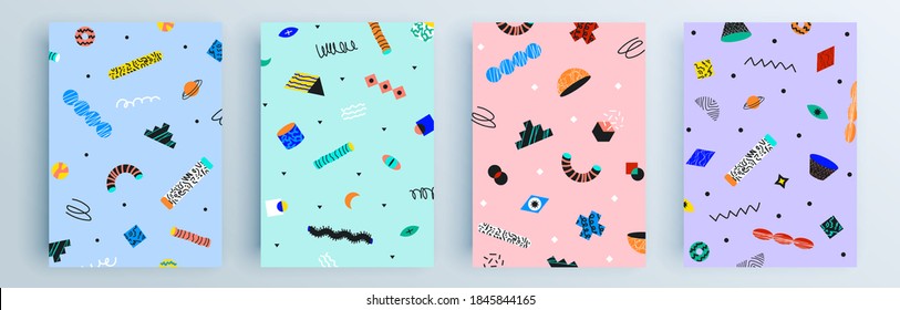 Modern abstract covers set, minimal covers design. Colorful geometric background, vector illustration.