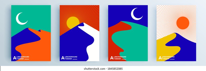 Modern abstract covers set, minimal covers design. Colorful geometric background, vector illustration.