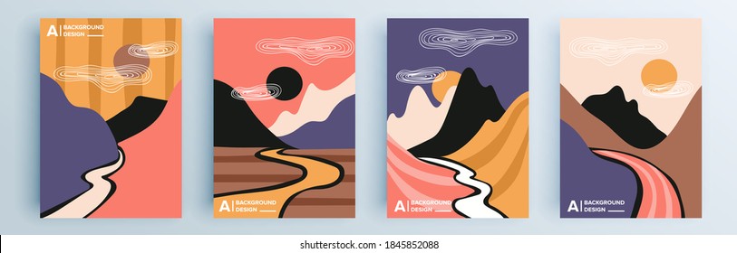 Modern abstract covers set, minimal covers design. Colorful geometric background, vector illustration.