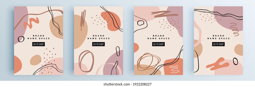 Moderne abstrakte Cover-Set, minimales Cover-Design. Farbiger geometrischer Hintergrund, Vektorgrafik.