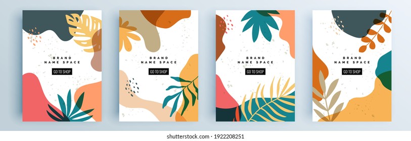 Modern abstract covers set, minimal covers design. Colorful geometric background, vector illustration.