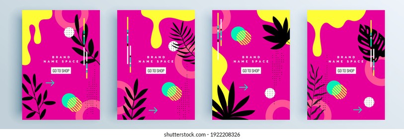 Modern abstract covers set, minimal covers design. Colorful geometric background, vector illustration.