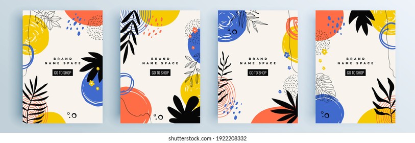 Modern abstract covers set, minimal covers design. Colorful geometric background, vector illustration.