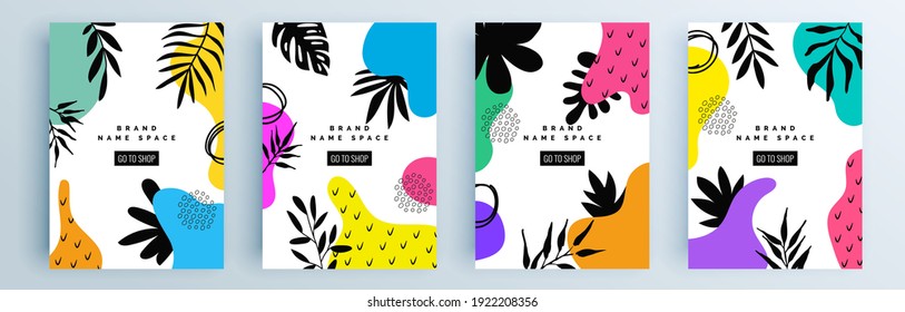 Modern abstract covers set, minimal covers design. Colorful geometric background, vector illustration.