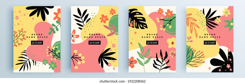 Modern abstract covers set, minimal covers design. Colorful geometric background, vector illustration.