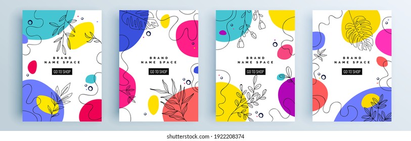 Modern abstract covers set, minimal covers design. Colorful geometric background, vector illustration.