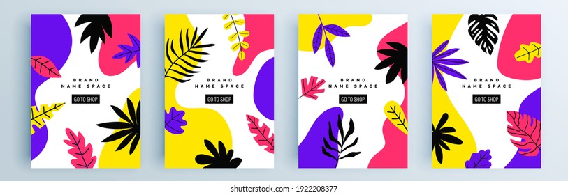 Modern abstract covers set, minimal covers design. Colorful geometric background, vector illustration.