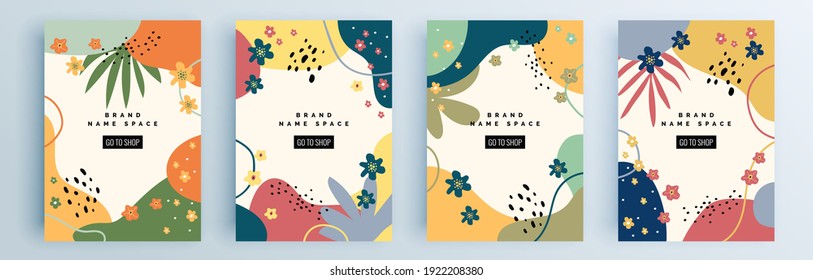 Modern abstract covers set, minimal covers design. Colorful geometric background, vector illustration.