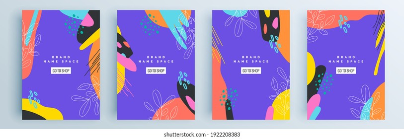 Modern abstract covers set, minimal covers design. Colorful geometric background, vector illustration.