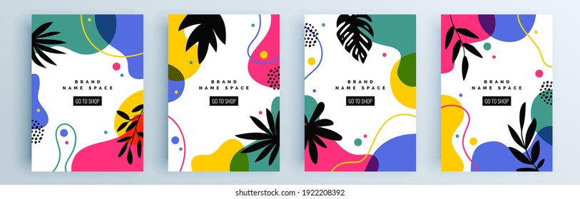 Modern abstract covers set, minimal covers design. Colorful geometric background, vector illustration.