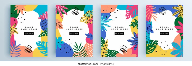 Modern abstract covers set, minimal covers design. Colorful geometric background, vector illustration.