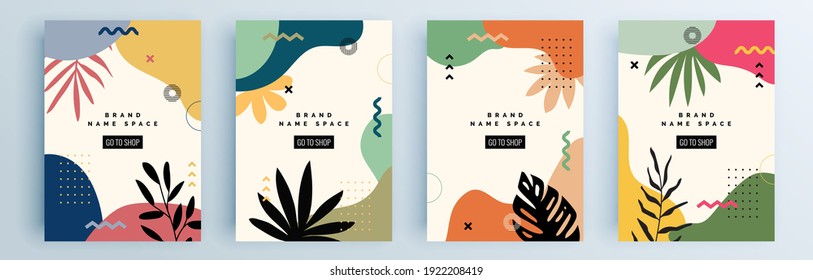 Modern abstract covers set, minimal covers design. Colorful geometric background, vector illustration.