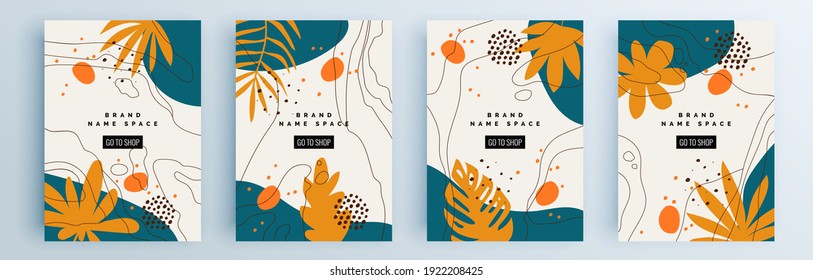 Moderne abstrakte Cover-Set, minimales Cover-Design. Farbiger geometrischer Hintergrund, Vektorgrafik.